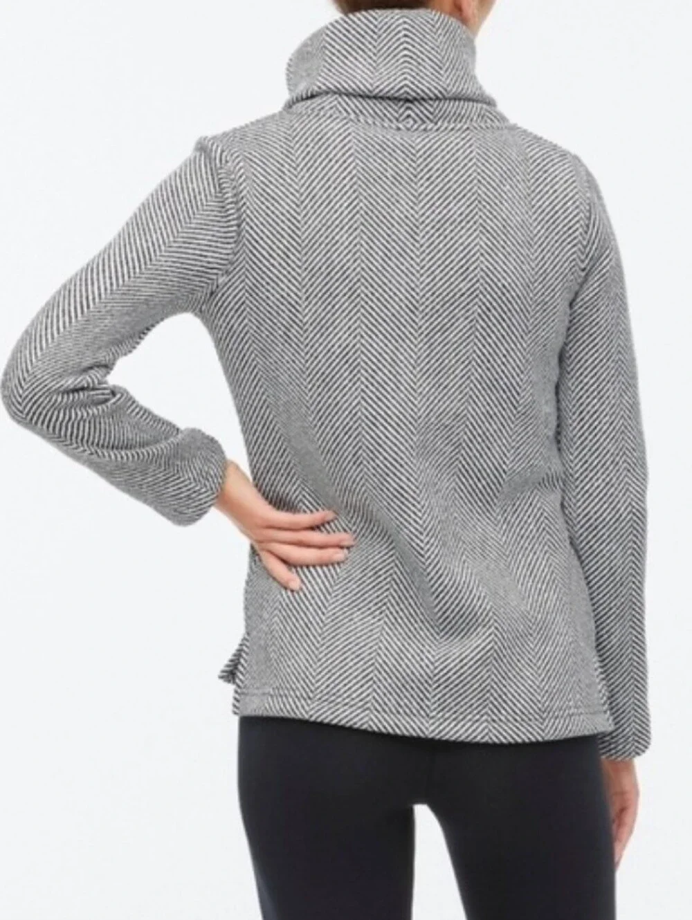 J. Crew Herringbone Fleece Turtleneck Funnel Pullover
